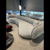 Trueliving Modern dark Six Seater Sofa Linen Finish (H 36" x W 80" x D 34")+(H 33" x W 60" x D 35")+(H 30'' x W 31'' x D 30'')